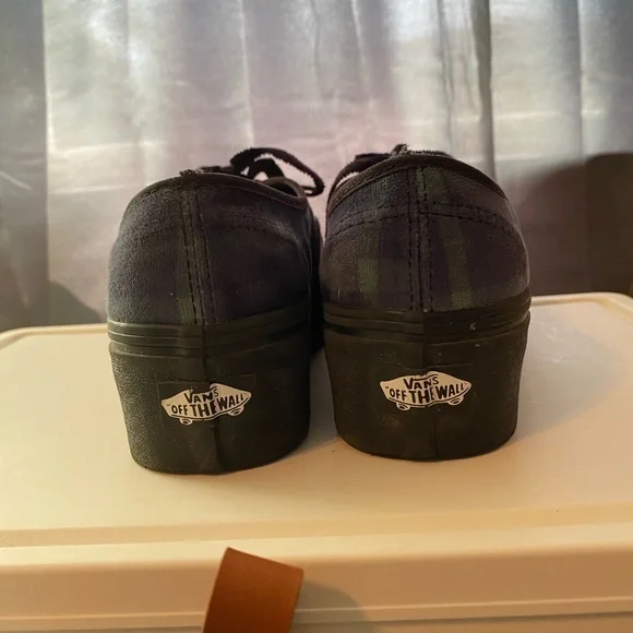 Vans Blue Plaid Platform Sneakers W6 - Picture 3 of 6